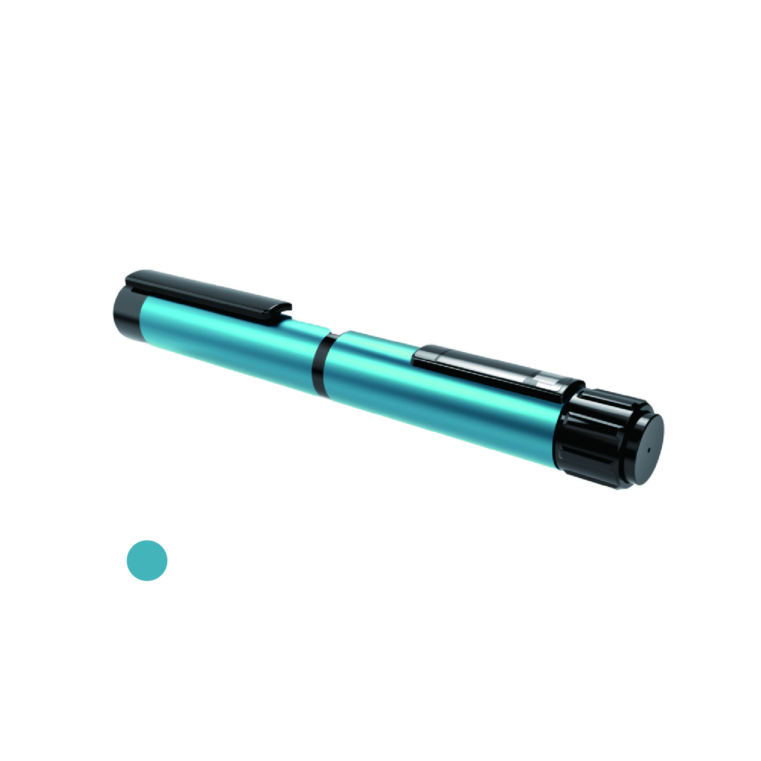 Blue reusable multipurpose 3 mL syringe pen made with plastic and stainless steel