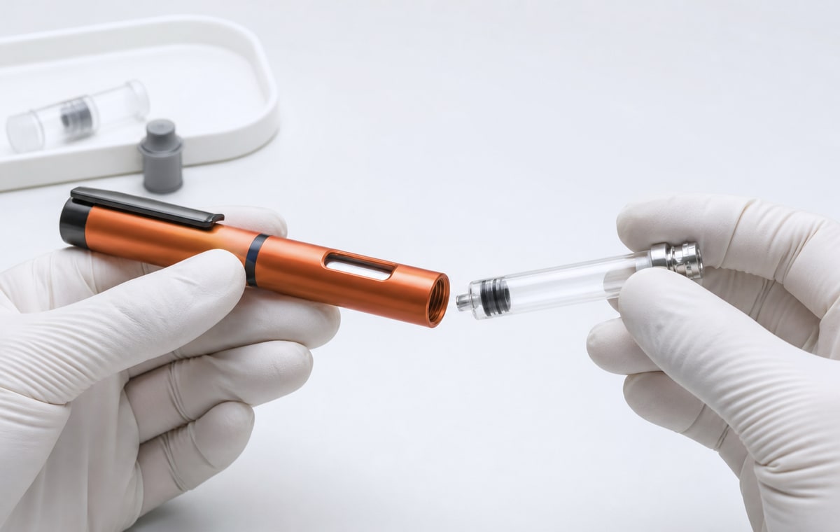 Reusable Multipurpose Syringe Pen, Plastic and Stainless Steel, 3 mL handling step 1